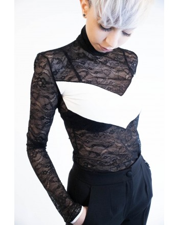 PINKO - Lace Bodysuit NARCISISTA - Black/White
