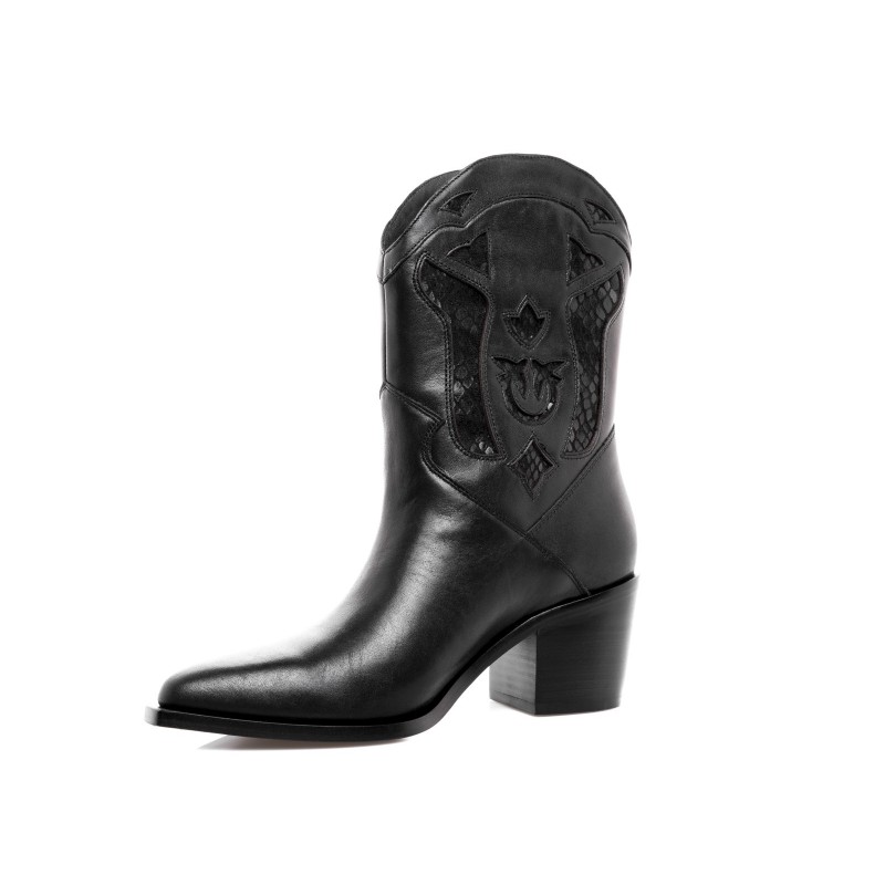 PINKO - TEXANO leather Boot - Black