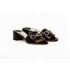 JIMMY CHOO - Leather Mules with Golden Logo - Black/Gold