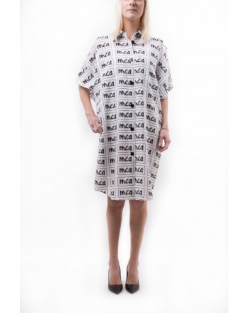 MCQ BY ALEXANDER MCQUEEN - Linen all over printed Dress - Ivory/Black