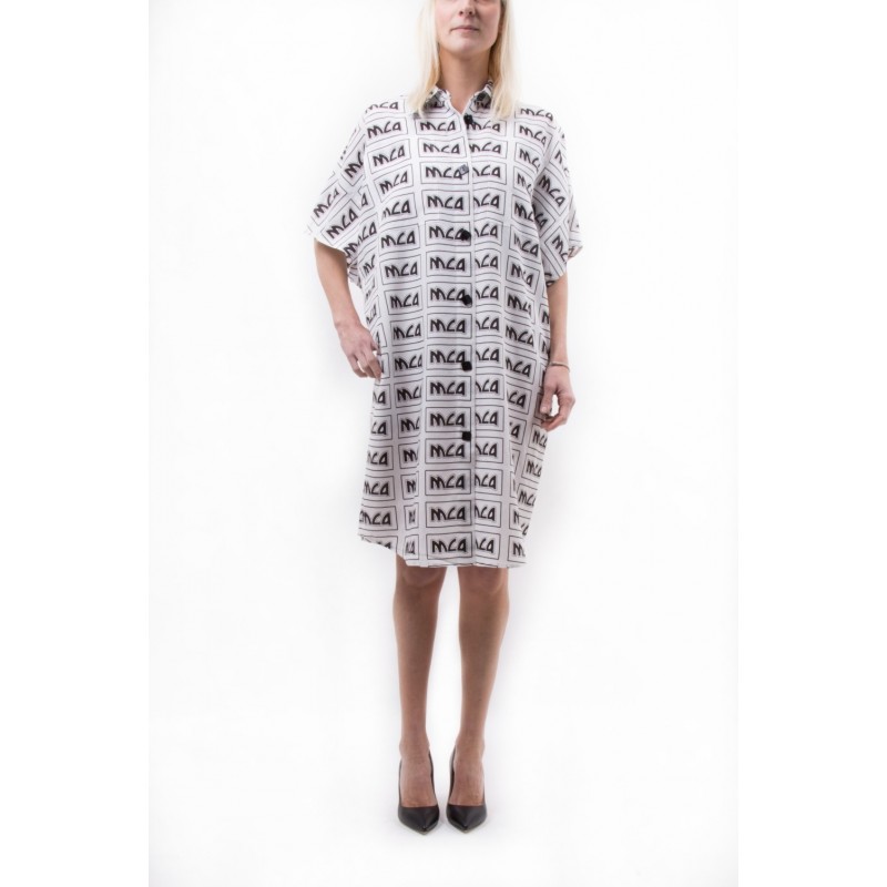 MCQ BY ALEXANDER MCQUEEN - Linen all over printed Dress - Ivory/Black