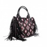 PINKO - Meru Shopping bag with fringes - Black/Pink