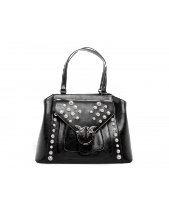 PINKO - TOP BATCH Bag with pearl studs - Black
