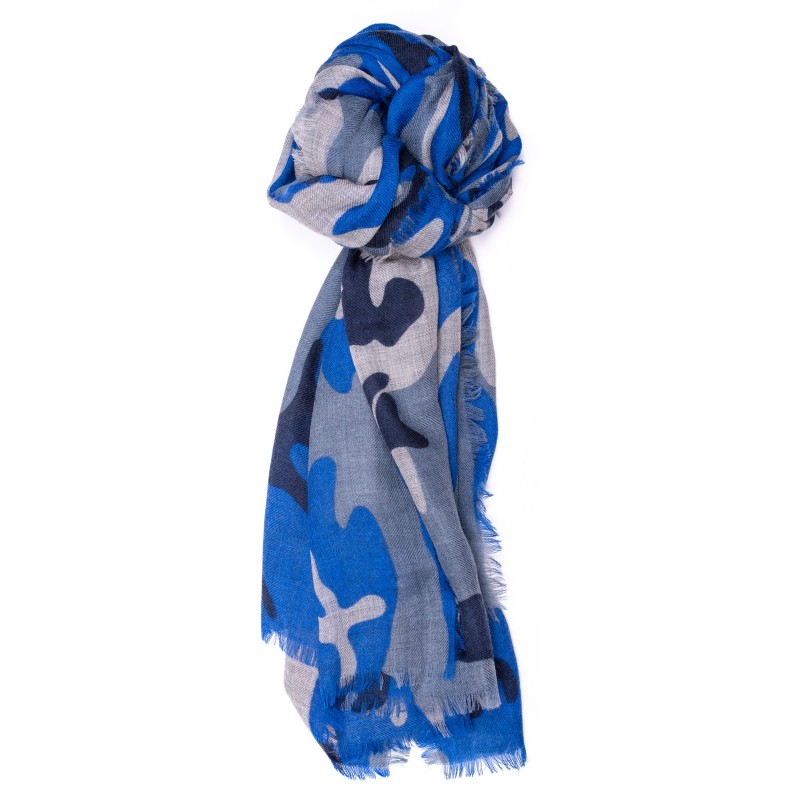 CAMERUCCI - ORTENSIA Camouflage scarf wool - Light blue