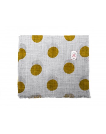 CAMERUCCI - Stole Ortensia with polka dots - Grey/Mustard