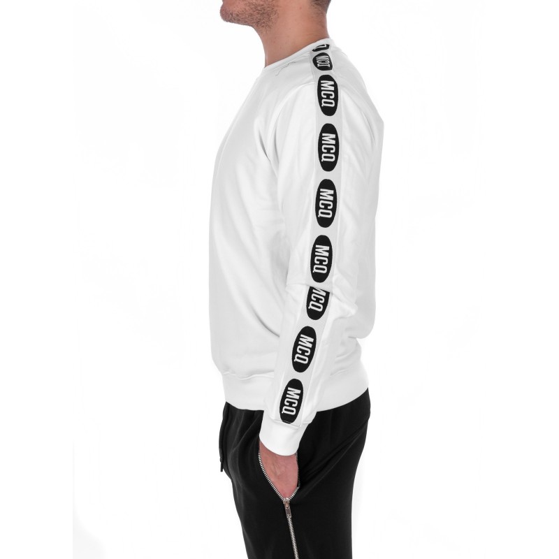 MCQ BY ALEXANDER MCQUEEN - Cotton Sweatshirt with Logo Band on Sleeves - White