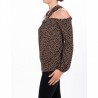MICHAEL DI MICHAEL KORS - Mesh with uncovered shoulders - Camel/Black