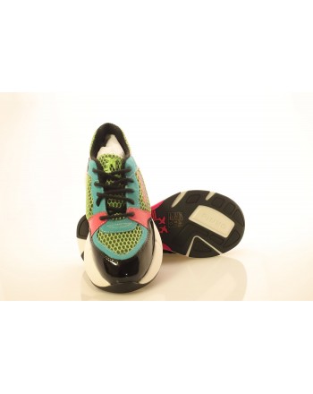 PINKO - Sneakers in tessuto tecnico a rete - Verde/Nero/Fucsia