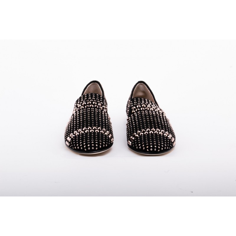 GIUSEPPE ZANOTTI - Suede Loafers with Metallic Studs - Black
