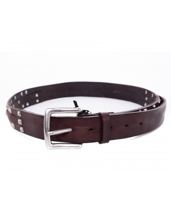 BRIAN DALES -Leather Belt with Studs- Brown