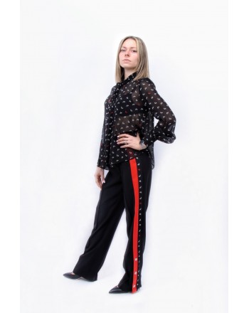 PINKO - Crepe Jogging Styled Trousers DEGNO - Black/Red/White