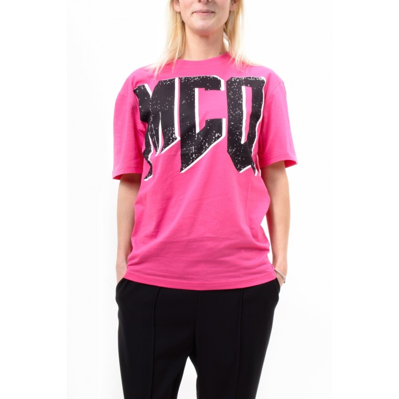 MCQ BY ALEXANDER MCQUEEN -  T-Shirt BOYFRIEND con Logo Maxi - Acid Pink