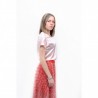 PINKO -Pleated  DOCILE Skirt  with veiled Fabric - Pink/Red