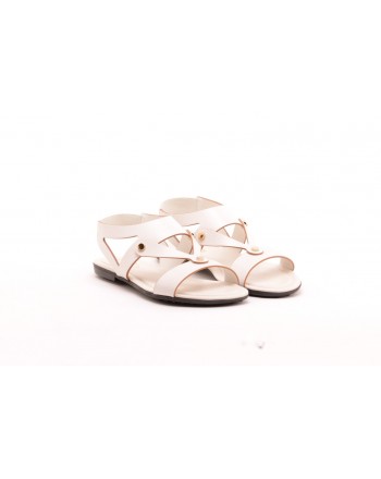 TOD'S - Leather and fabric sandals with studs - White