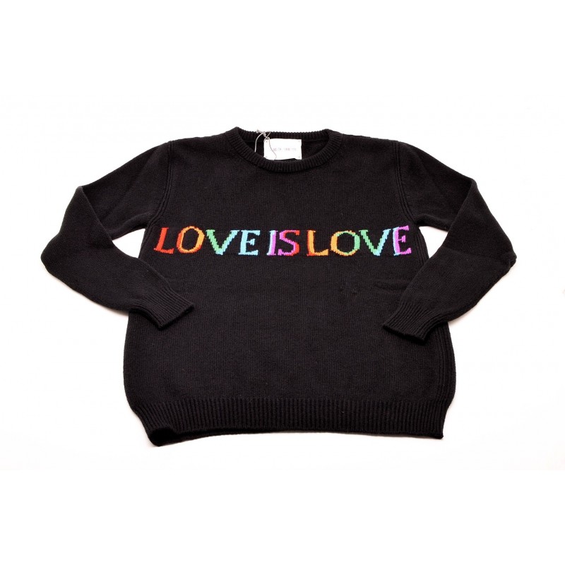 ALBERTA FERRETTI -  Wool and Cashmere Knit LOVE IS LOVE  - Black