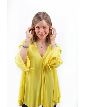 PINKO -  CECILIA blouse crepe de chine - Yellow