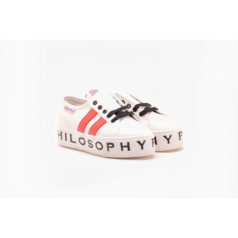PHILOSOPHY di LORENZO SERAFINI  -  Sneakers SUPERGA for PHILOSOPHY with Logo Sole - White/Red