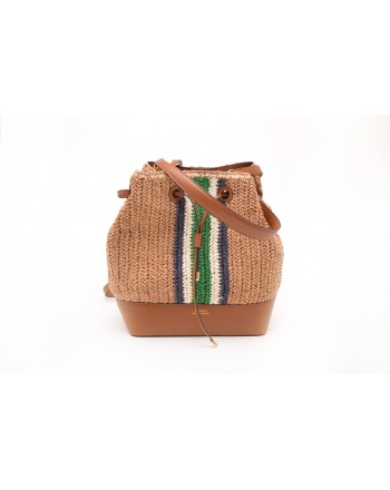 POLO RALPH LAUREN - Straw and Leather Bag  DERBY - Natural