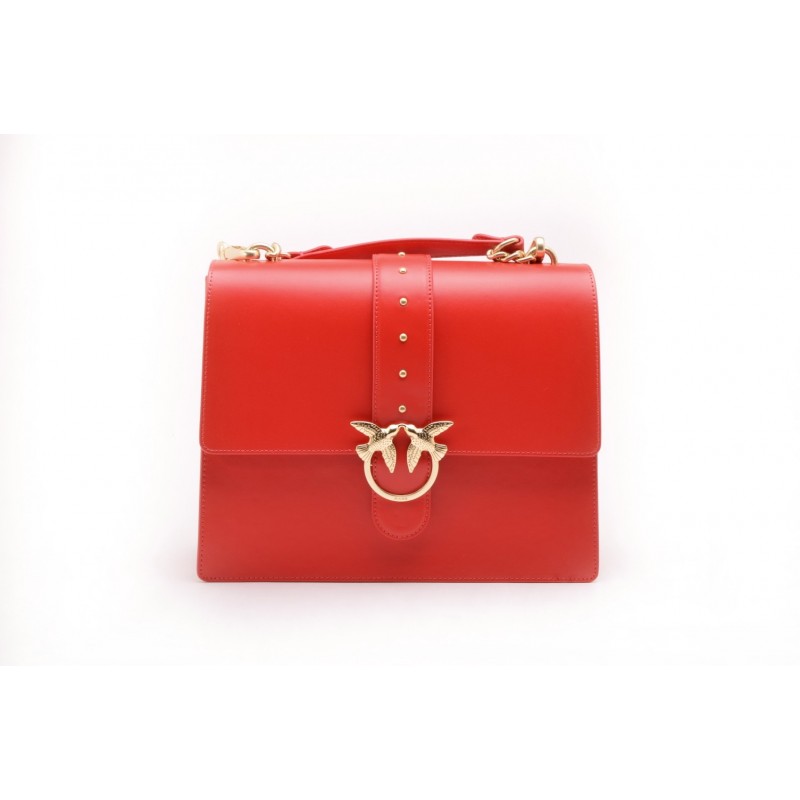 PINKO - ATTESA Briefcase bag in leather - Red