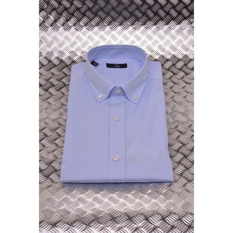FAY - Cotton Micropatterned Shirt - Sky Blue