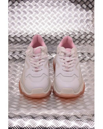 ASH - Sneakers ADDICT in Nubuck e Tessuto  tecnico - Bianco/Rosa