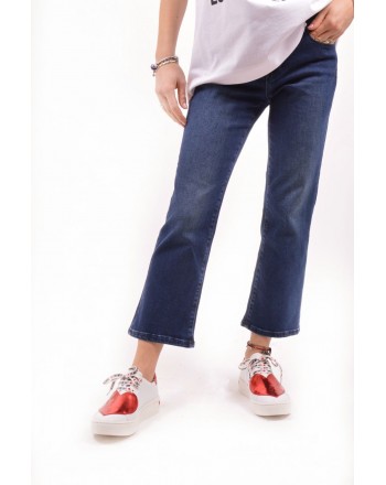 LOVE MOSCHINO -  Jeans trousers with patch - Denim