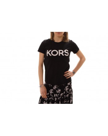 MICHAEL BY MICHAEL KORS - T-Shirt in cotone con strass - Black/Silver