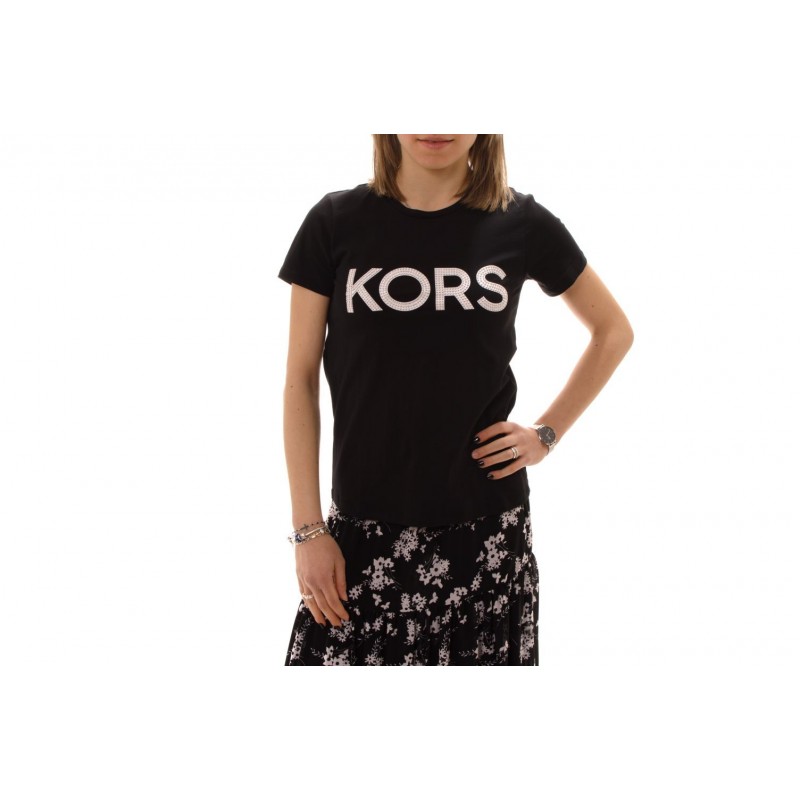 MICHAEL BY MICHAEL KORS -  Cotton T-Shirt with strass - Black/Silver