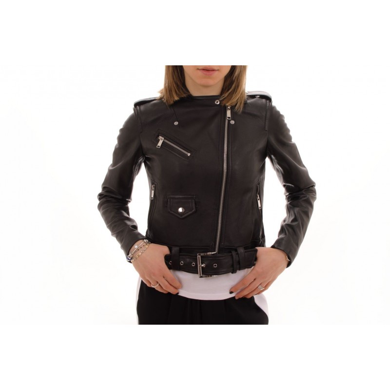 MICHAEL BY MICHAEL KORS -  Leather motorcycle jacket- Black