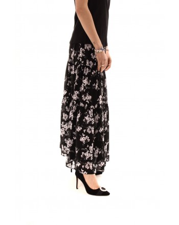MICHAEL BY MICHAEL KORS -  Georgette skirt with flowers - Black/White