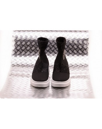 2 STAR - Sneaker Socks with Sequinned Logo  - Nero/Silver