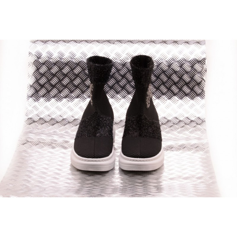 2 STAR - Sneaker Socks con Logo Laminato  - Nero/Silver