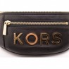 MICHAEL BY MICHAEL KORS -  Leather Fanny Pack with Golden Logo Lettering  - Black
