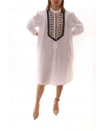 ALBERTA FERRETTI -  Long Shirt with Embroidered Collar - White