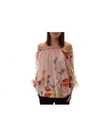 BLUMARINE - Wide Blouse with Floral Print - Multicolor