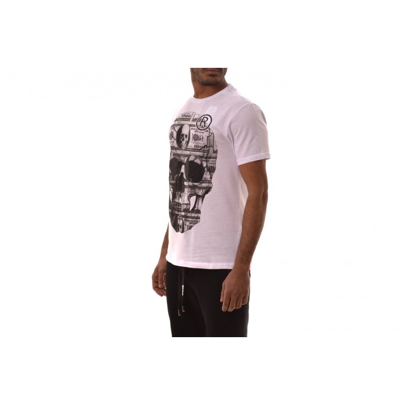 PHILIPP PLEIN - T-Shirt in Cotone a Stampa PLATINUM DOLLAR - Bianco