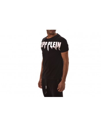 PHILIPP PLEIN - T-Shirt in Cotone con Logo stampato - Nero/Bianco