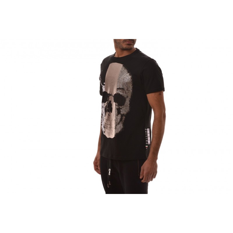 PHILIPP PLEIN - Bronze Skull Cotton T-Shirt  - Black