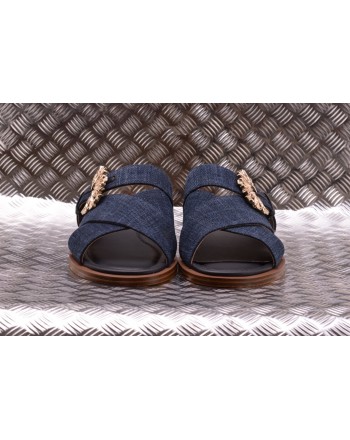 MICHAEL BY MICHAEL KORS -  Denim and Leather Slippers FRIEDE  - Indigo