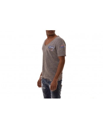 FRANKIE MORELLO - Cotton T-Shirt with Patch - Melange Grey