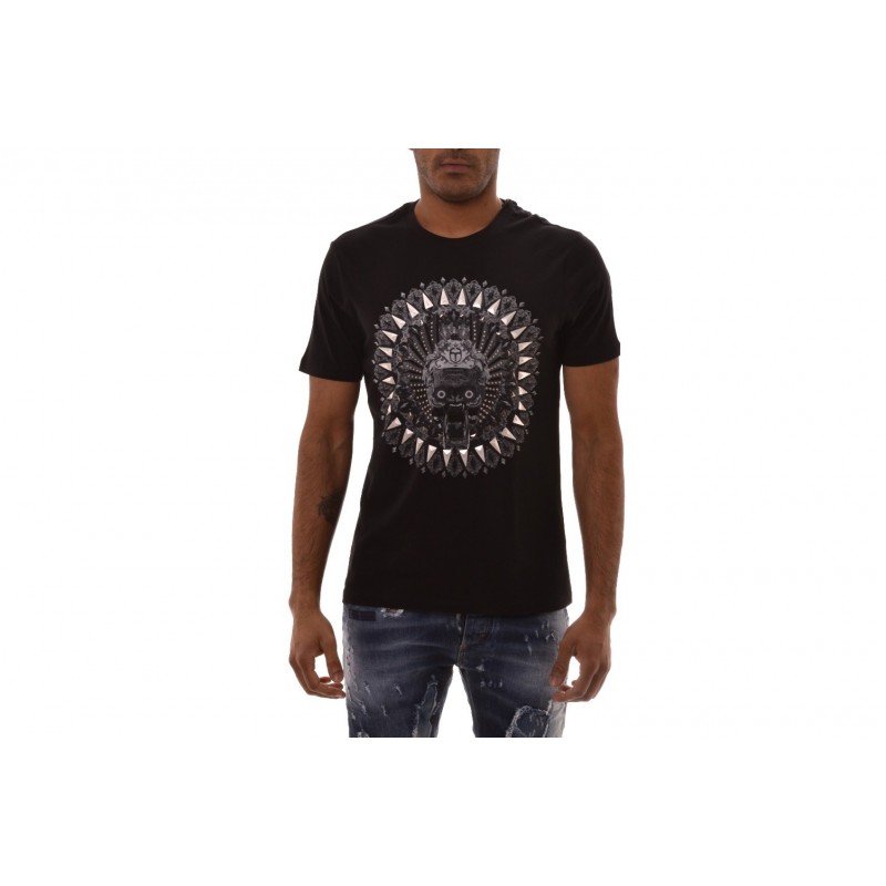 FRANKIE MORELLO -  LUCAS cotton T-shirt with front print - Black
