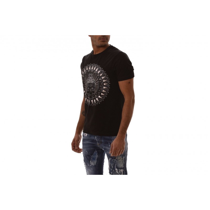 FRANKIE MORELLO -  LUCAS cotton T-shirt with front print - Black