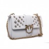 PINKO - LOVE leather handbag with pearls - White