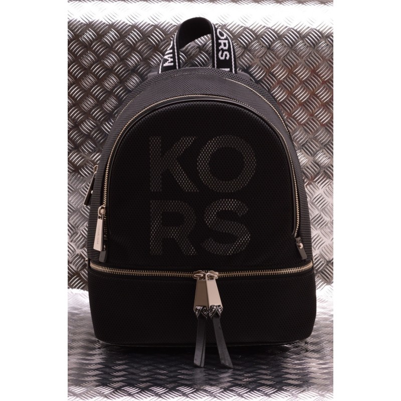 MICHAEL BY MICHAEL KORS - RHEA leather backpack with LOGO - Black/White
