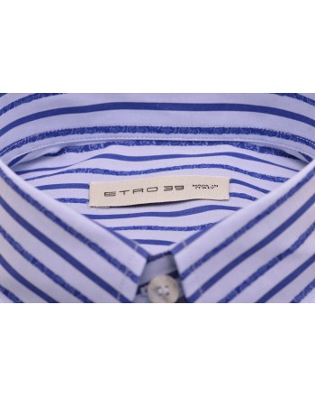 ETRO - Stripes Printed Cotton Shirt- White/Light Blue