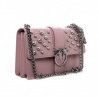 PINKO - LOVE leather handbag with pearls - Light Pink