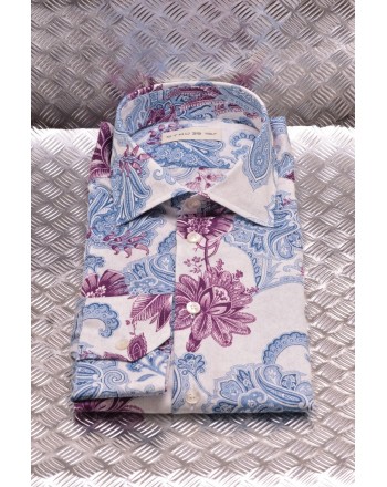 ETRO - Cotton Shirt with Flower Pattern - Ivory/Avion