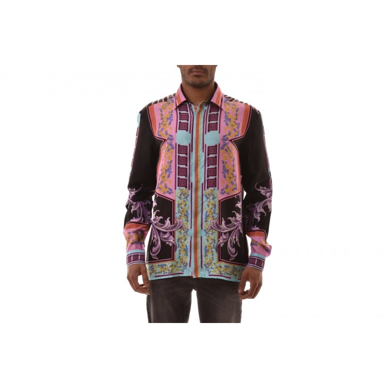 VERSACE COLLECTION - Silk shirt with print - Black