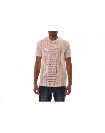 VERSACE COLLECTION -  Cotton T-Shirt with Gold printed - White