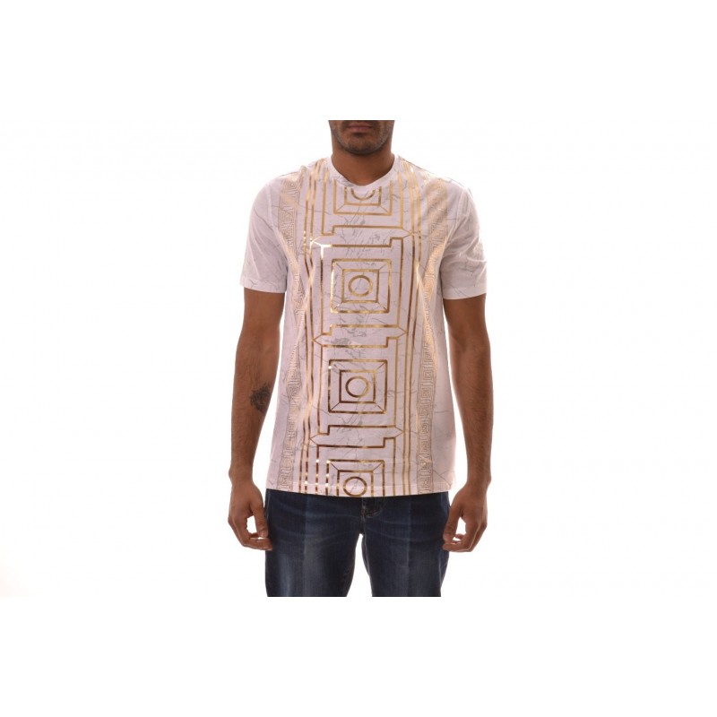 VERSACE COLLECTION - T-Shirt in cotone con stampa Oro - Bianco